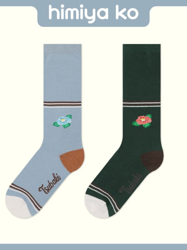 2025 Spring New Socks Women's Mid-tube and French Style Elegant Camellia Series High-grade Combed Cotton Mid-tube Socks