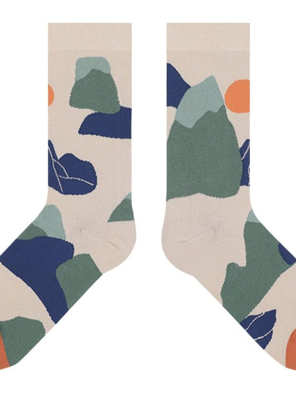 Socks Women's Spring and Summer Conjecture Space Series Mid-tube Four Seasons Fashionable Socks Lovers Socks Combed Socks ins Casual Men's Socks