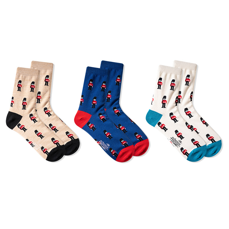 Men's Retro British Guard Socks: Spring Summer Sports Style