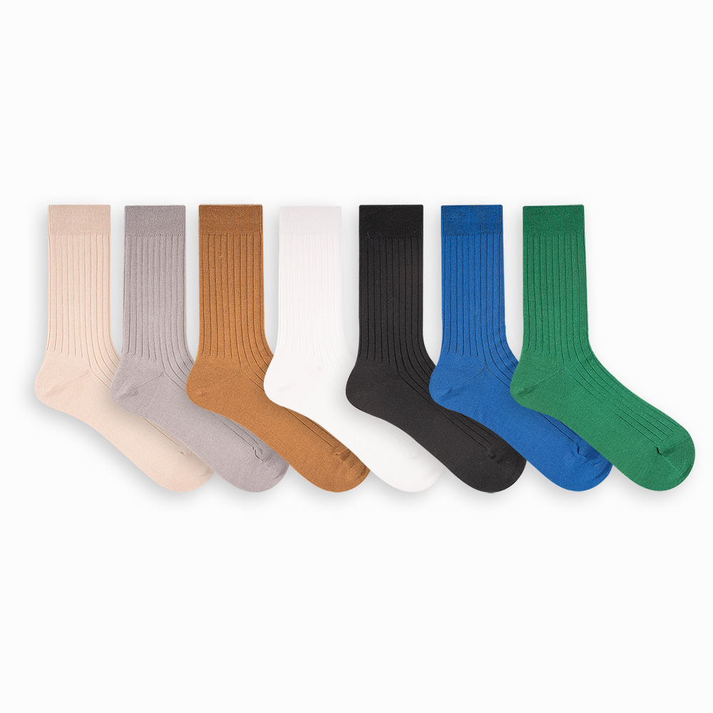 EChenon Men's Thin Cotton Socks: 60 Double Mercerized Casual Tube Socks - Image 6