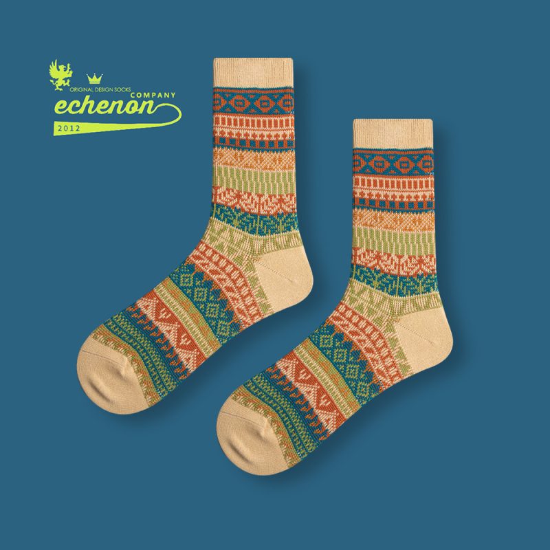 2024 new ethnic style autumn and winter  fashion brand men's and women's socks combed cotton boneless retro fashion lovers socks - Image 10