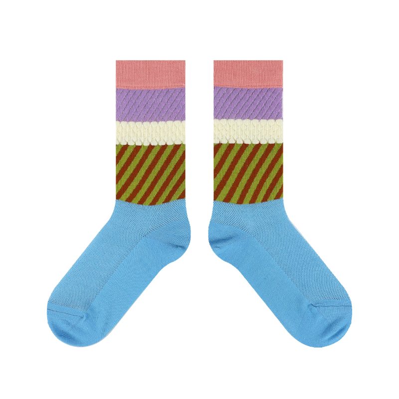 himiya ko Summer Ultra-thin Color Stitching Socks Women's ins Trendy All-match Personalized Striped Mid-length Socks Internet Popular - Image 10