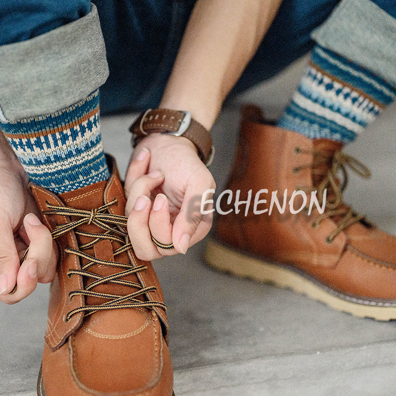 EChenon Men's Winter Socks: Thick Combed Cotton, Warm Vintage Style - Image 2