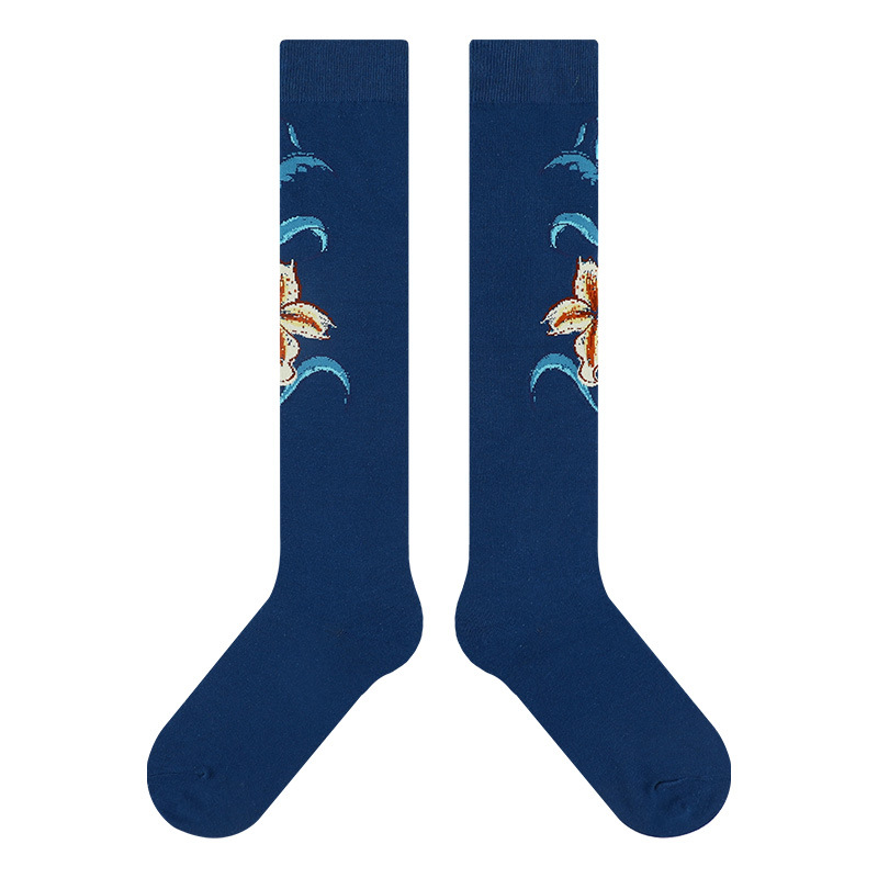 Himiya ko socks winter women's long stockings flower simple personality calf socks long socks versatile thick cotton socks ins - Image 9