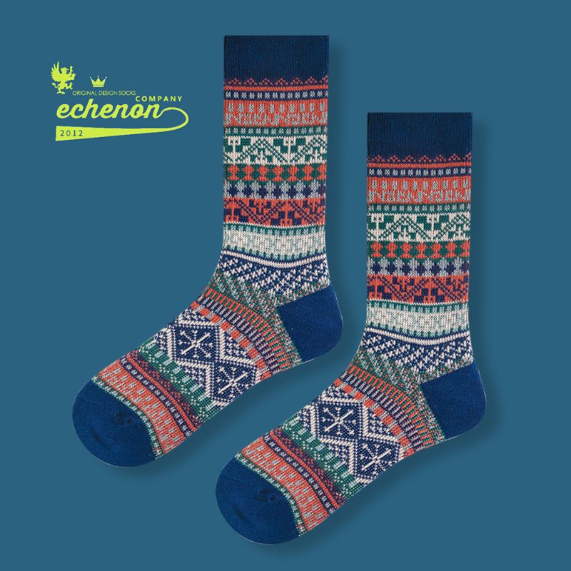 ECHENON Socks Men's Autumn and Winter Combed Cotton Double Needle Double Road Boneless American Style Ami Kaji Vintage Mid-length Socks Trendy - Image 7