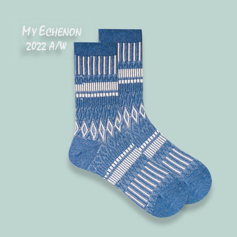 Autumn and Winter Socks Women's Double Needle Double Way Combed Cotton Boneless Women's Mid-length Socks Vintage Geometric Trendy Couple's Stockings - Image 7