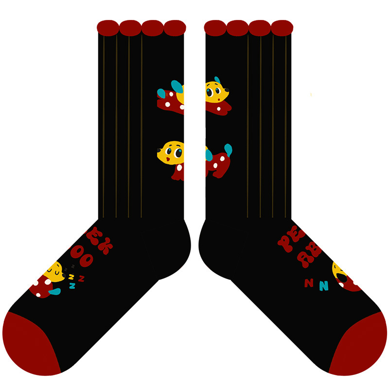 Red & White Polka Dot Dog Socks - Cute Couple's Mid-Tube Fashion - Image 5