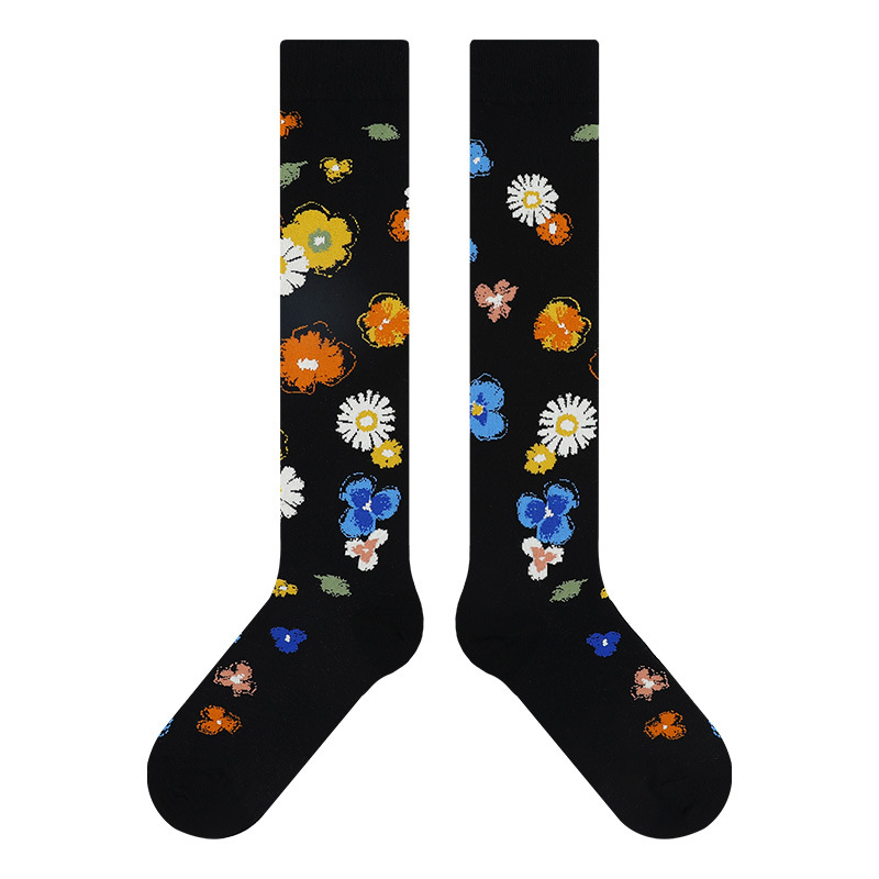 Himiya ko socks winter women's long stockings flower simple personality calf socks long socks versatile thick cotton socks ins - Image 7