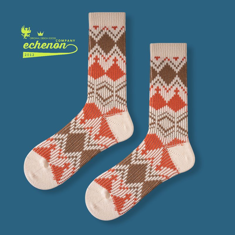 Autumn and Winter Japanese socks men's combed cotton vintage ameikaji fashion brand stockings thick thread knitted mid-calf length socks manufacturer - Image 9