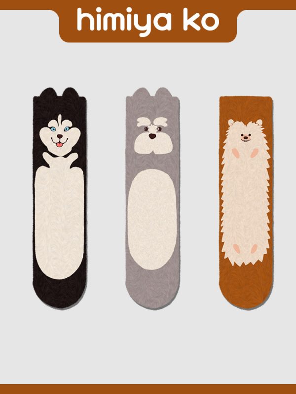 Cry little animal mid-tube socks men's cute socks children's cartoon thickened autumn and winter warm new shaped Luo Kou trend