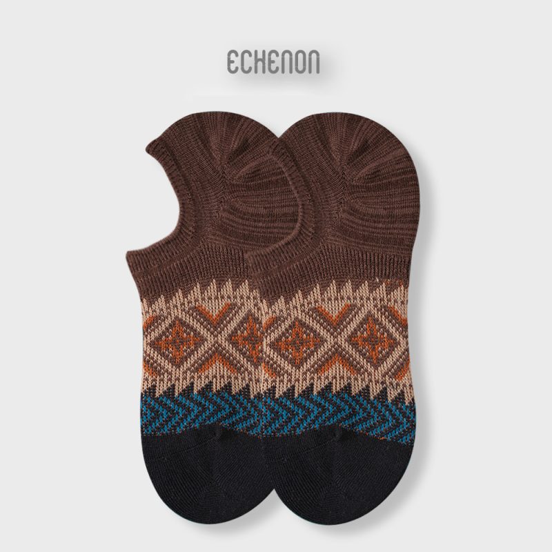 ECHENON socks women's spring and summer double needle double-way boneless combed cotton trendy invisible boat Socks couple retro socks men - Image 7