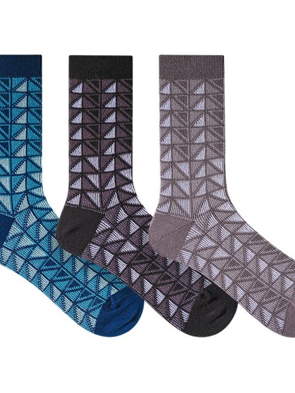 2021 autumn and winter socks boneless retro ethnic wind double tube socks men's combed cotton new plaid socks spot
