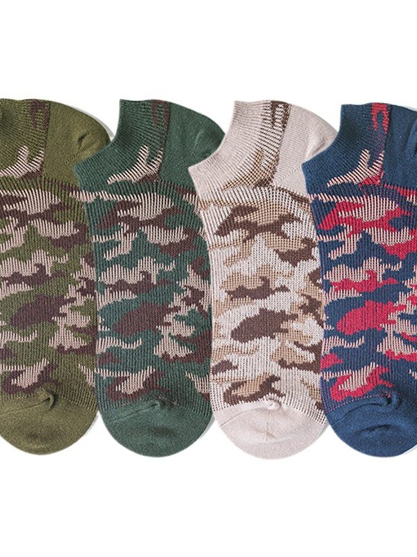 Spot new fashion socks men's socks  fashion brand shallow mouth cotton socks National style camouflage boat Socks Amazon sock