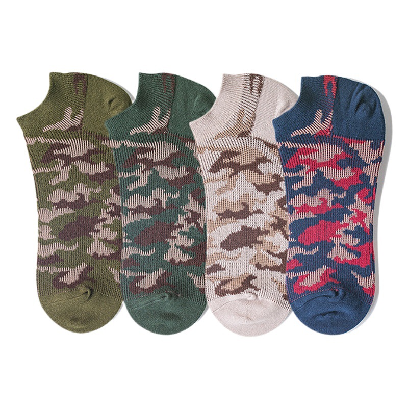 Men's Fashion Socks: National Style Camouflage Cotton Boat Socks