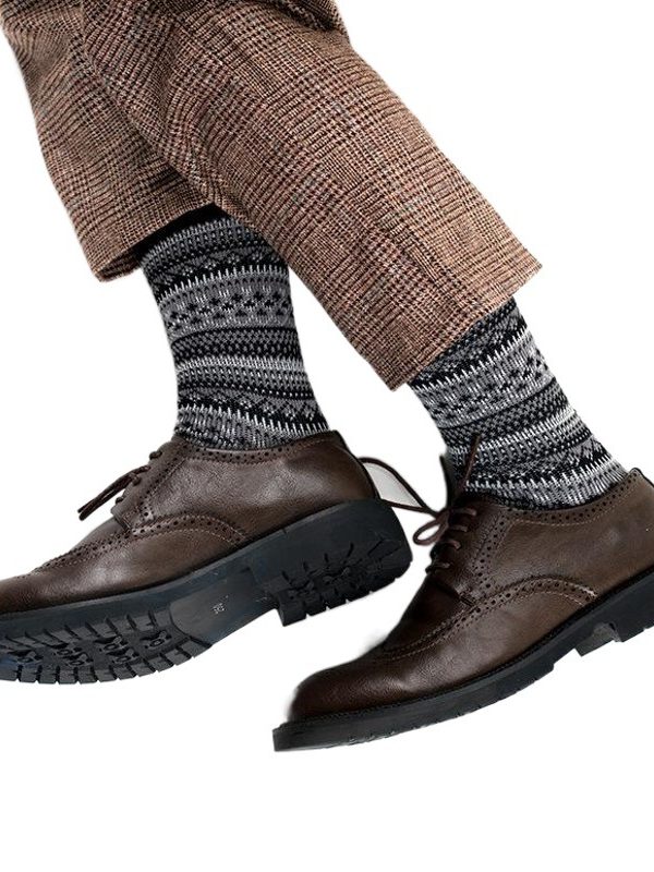 Autumn and Winter new Japanese socks men's pile socks fashion brand no line retro ethnic style thick line men's socks sock