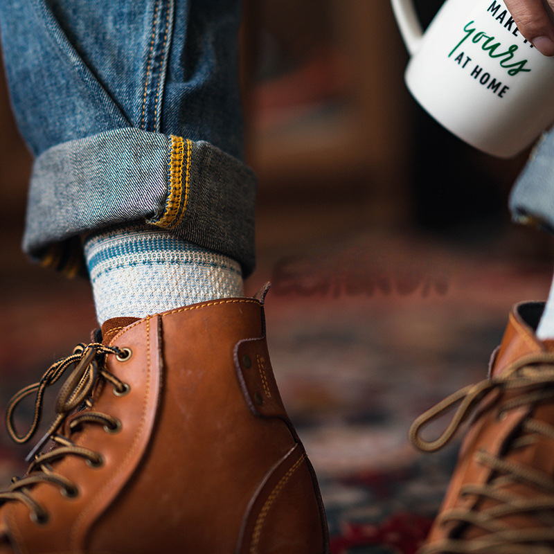 Vintage Ethnic Cityboy Socks: Men's Cotton Mid-Calf Autumn Winter - Image 3