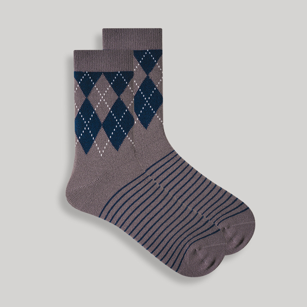 Men's Plaid Socks: British Style Cotton Dress Socks for Fall & Winter - Image 7