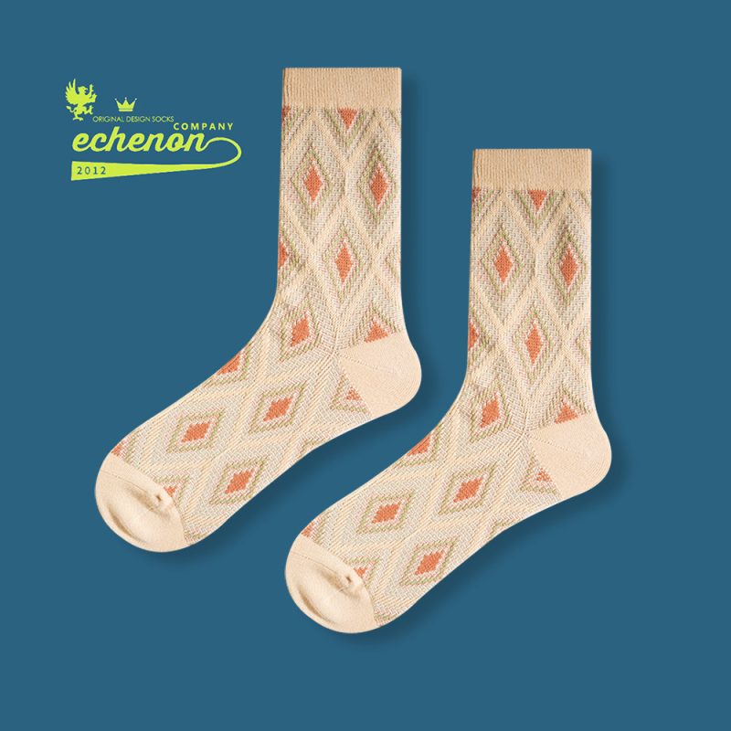 Echenon Men's Autumn/winter Fine Combed Cotton Socks Trendy Double-track Bone-less Vintage Street Style - Image 12
