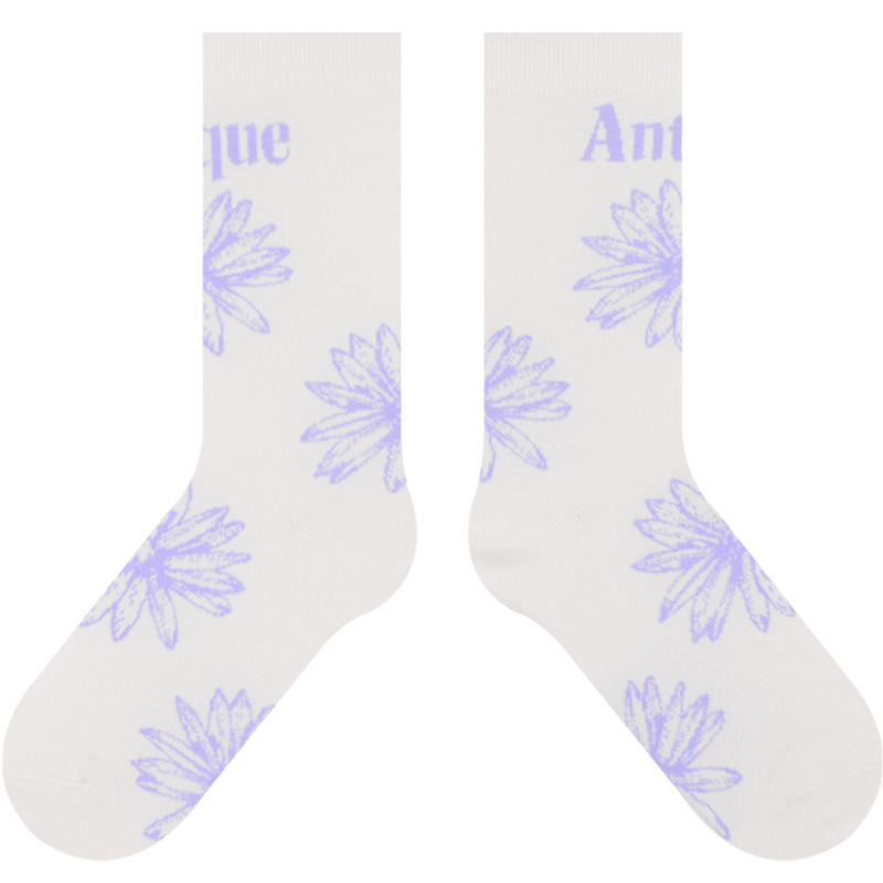 Himiya ko socks women's Daisy series basic all-match cotton socks couple's mid-calf blue white black 3 colors in stock - Image 5