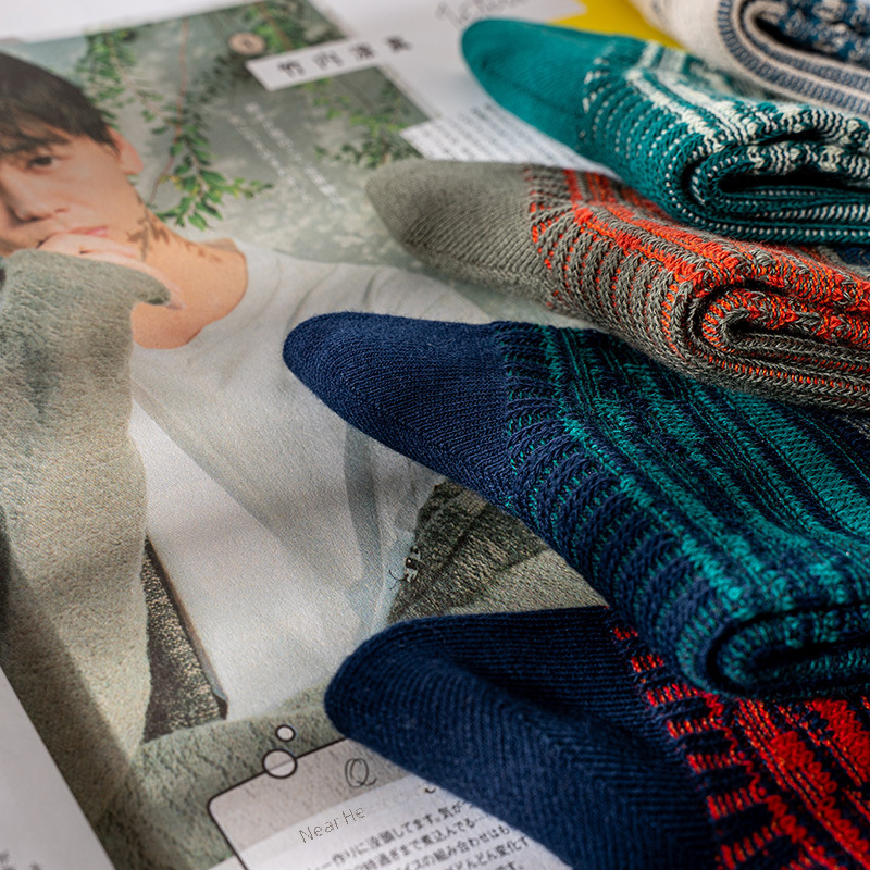Vintage Ethnic Cityboy Socks: Men's Cotton Mid-Calf Autumn Winter - Image 5