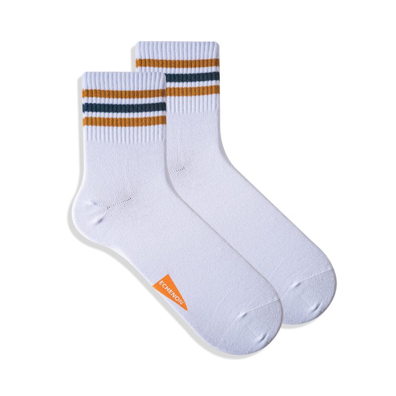 ECHENON spring and summer new socks men's 176 needle thin combed cotton socks three bars striped Sports men's socks - Image 7