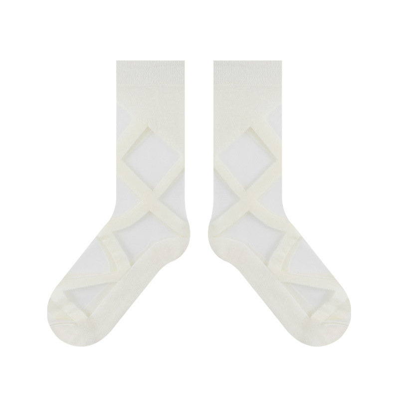 Rhombus Crystal Socks: Women's Ultra-Thin Summer Breathable Tube Socks - Image 8