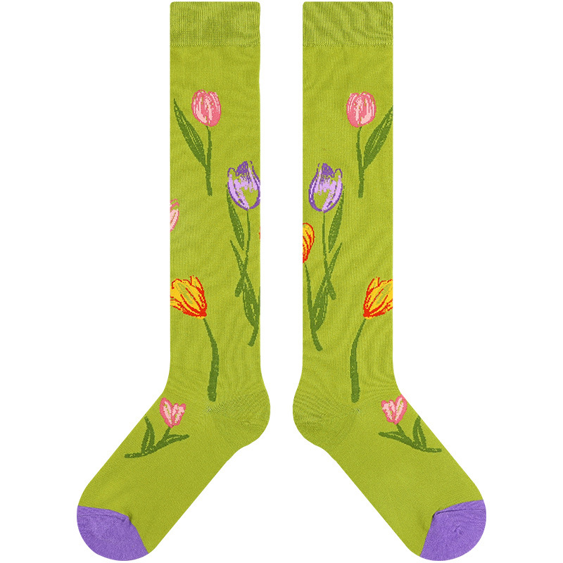 Himiya ko socks winter women's long stockings flower simple personality calf socks long socks versatile thick cotton socks ins - Image 5