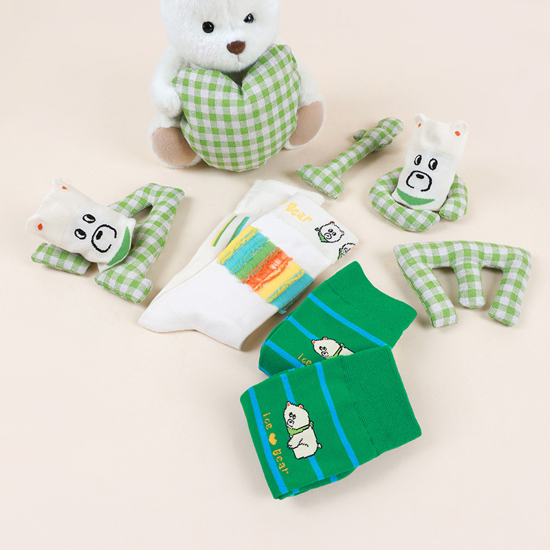 Cute Cartoon Striped Socks: Trendy Women's Mid-Calf Socks - Image 2