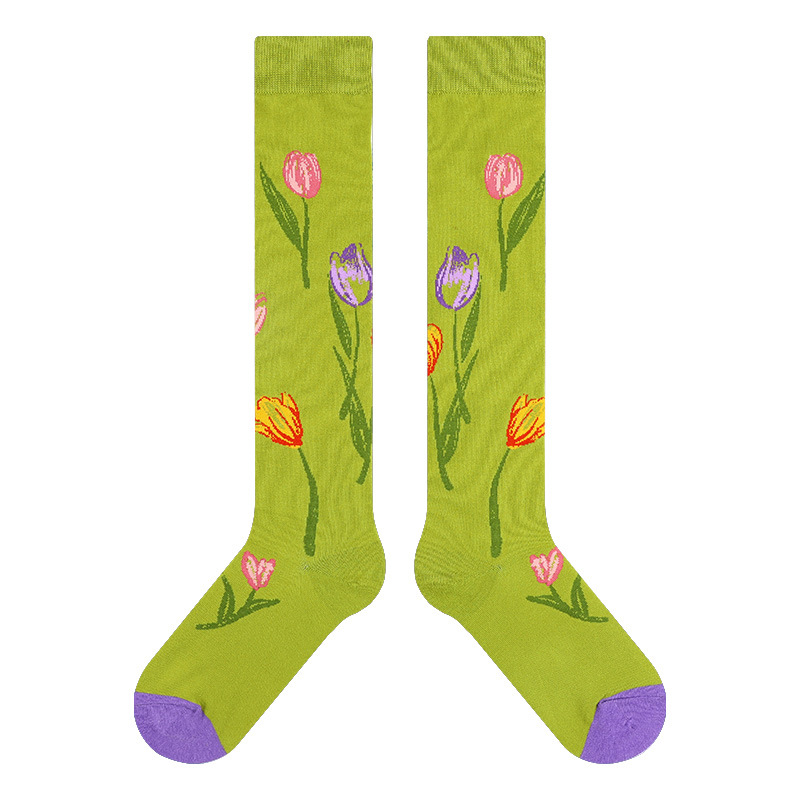 Himiya ko socks winter women's long stockings flower simple personality calf socks long socks versatile thick cotton socks ins - Image 6