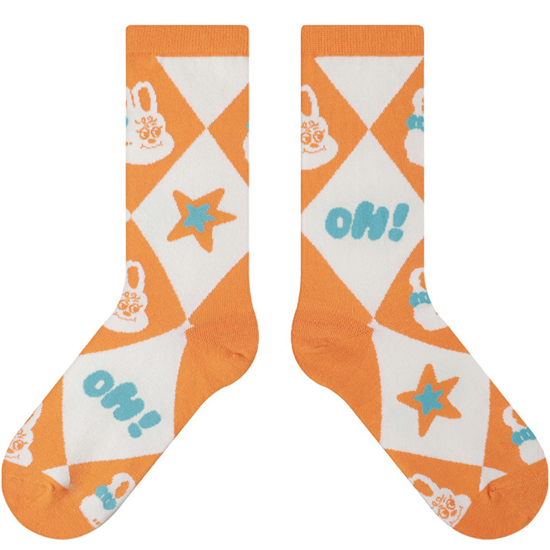 Hi Bobo Rabbit Series Socks Women's Sweet Girl Style Combed Cotton Socks Middle Tube Stretch Rakou 4 Color Optional Spot - Image 6