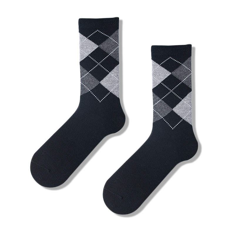 Men's Plaid Socks: British Style Cotton Dress Socks for Fall & Winter - Image 6