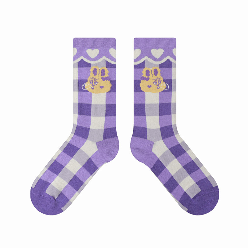 Hi Bobo Rabbit Series Socks Women's Sweet Girl Style Combed Cotton Socks Middle Tube Stretch Rakou 4 Color Optional Spot - Image 10