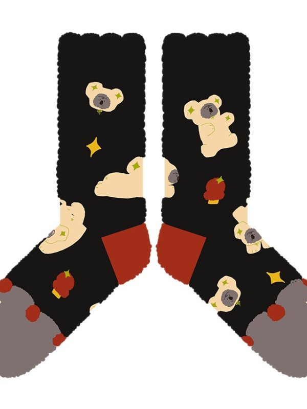 Original thickened warm home floor socks women's cute cartoon non-slip sweat-absorbent deodorant mid-calf couple socks wholesale