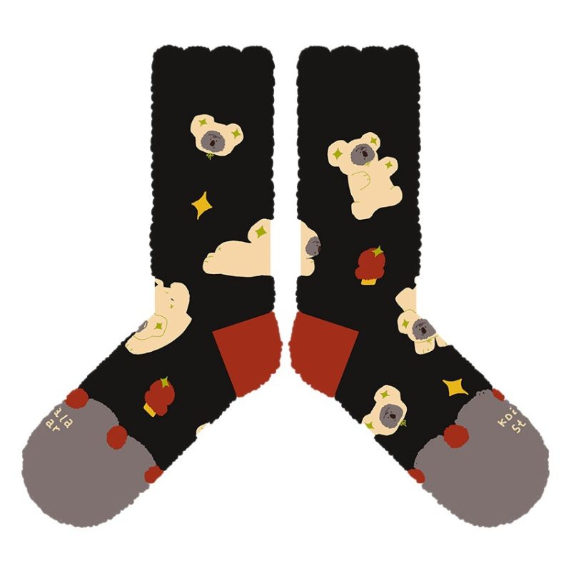 Original thickened warm home floor socks women's cute cartoon non-slip sweat-absorbent deodorant mid-calf couple socks wholesale