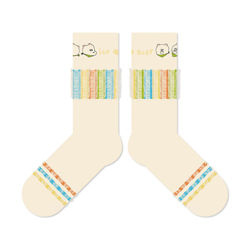 Cute Cartoon Striped Socks: Trendy Women's Mid-Calf Socks - Image 8