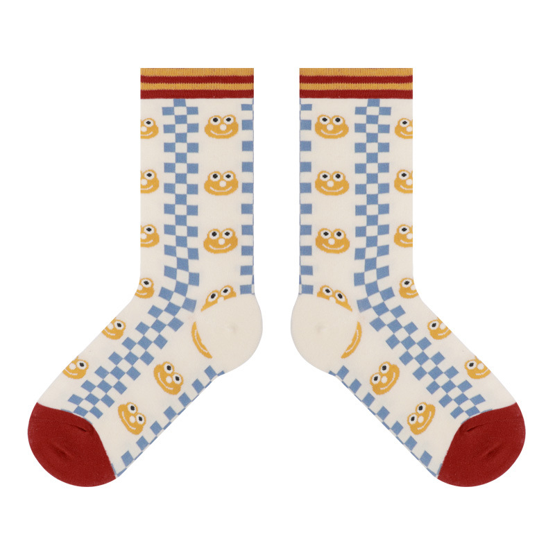 Frog Princess Socks: Cute Plaid Camo Mid-Calf Combed Cotton Couple Socks - Image 10