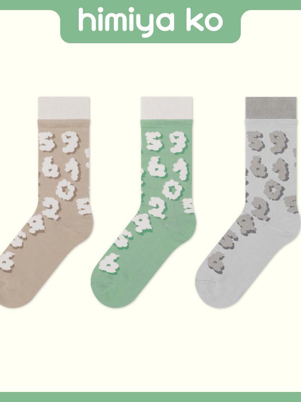 2025 autumn and winter new socks women's silent wind bubble number 3 colors into double mouth mid-calf combed cotton couple socks