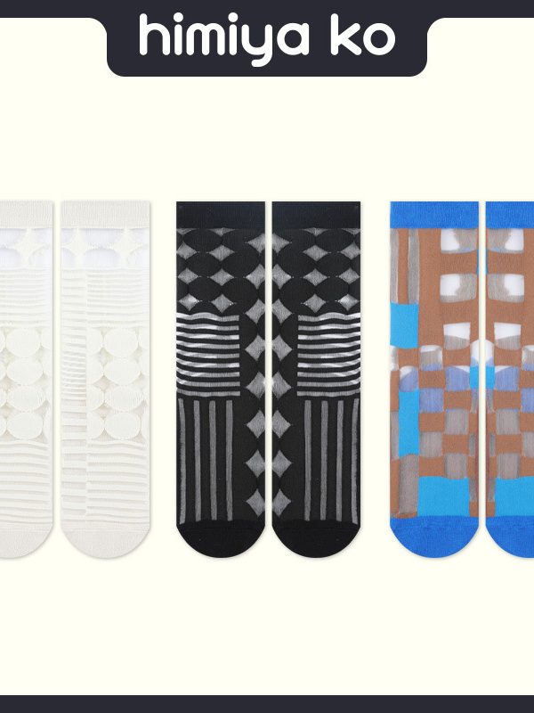 Designer Socks Women's Circle Series Asymmetrical Summer Thin Glass Stockings Crystal Jacquard Stockings