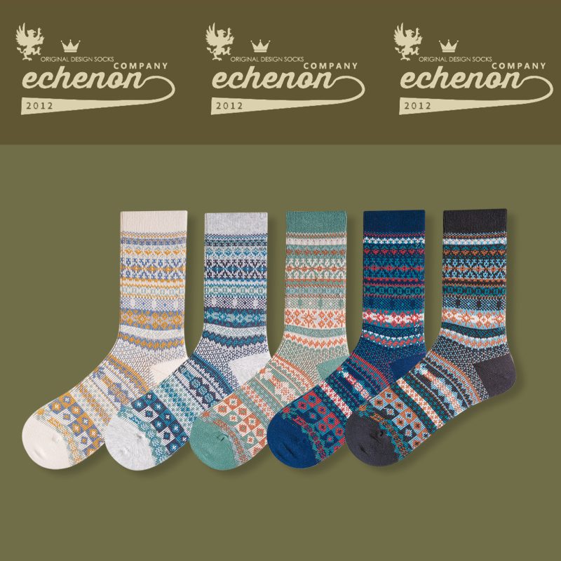 Autumn and winter socks boneless retro ethnic style two-way mid-calf length socks men and women couple combed cotton Sports women's socks - Image 2
