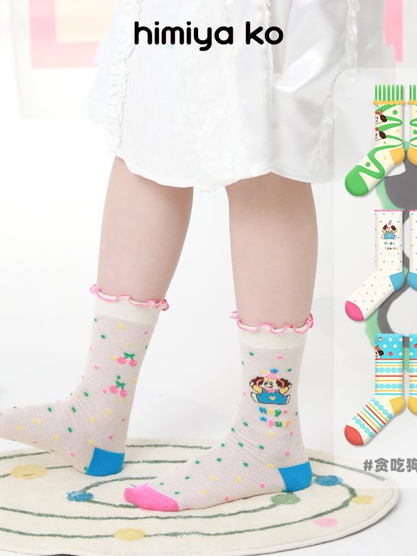 2025 Summer New Dopamine Glass Silk Mid-tube Socks Women's Lightweight Breathable Cherry Puppy Fashionable Socks  Socks