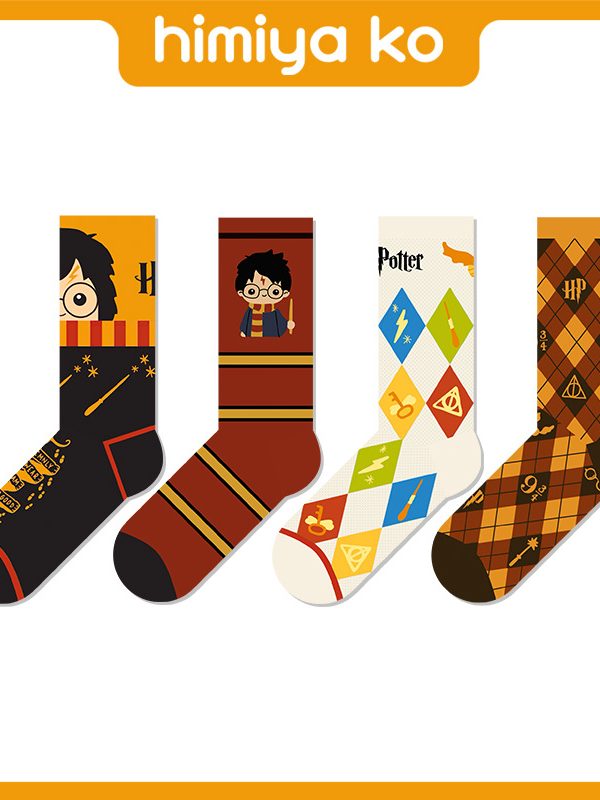 Original Personality Summer Thin Harry Potter Medium Socks for Lovers British Style Color Diamond Caron Socks for Children
