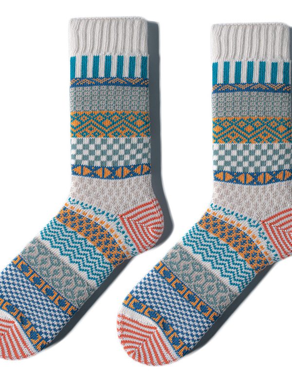 Ami Khaki Socks Men's Vintage Red Wing Tooling Mid-length Socks Trendy Autumn and Winter Thickened Ethnic Style Long Thick Cotton Socks