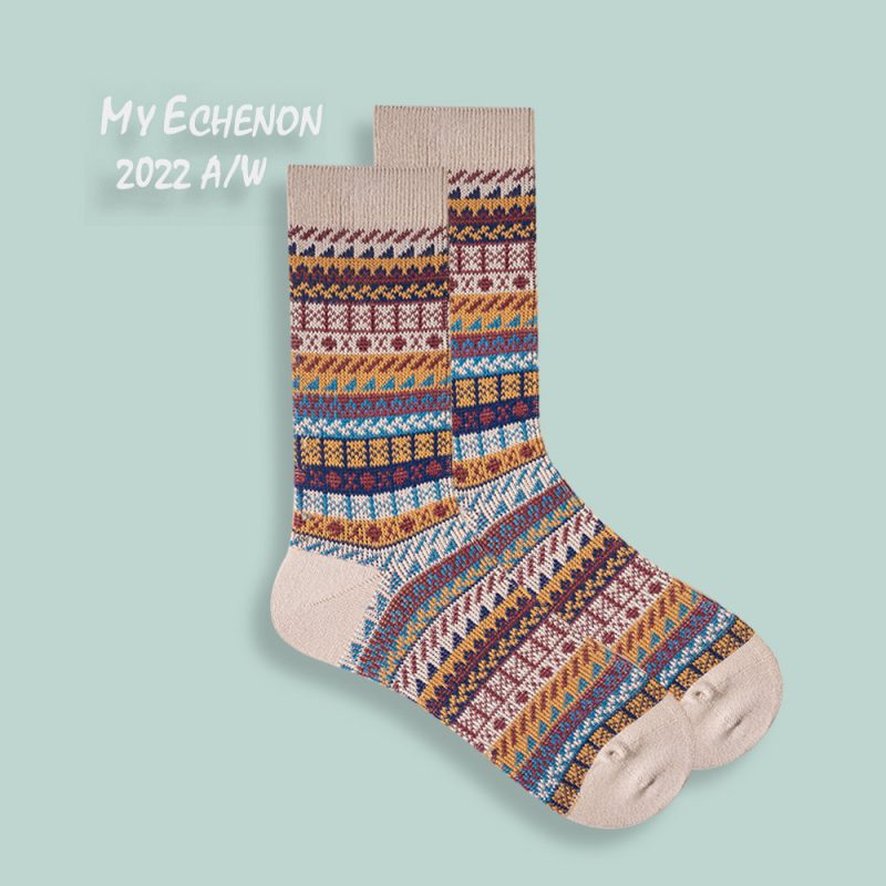 Autumn and Winter Socks Men's Ami Kaji American Style Retro Ethnic Style Trendy Couple's Combed Cotton Double-Way Women's Mid-Tube Socks - Image 28