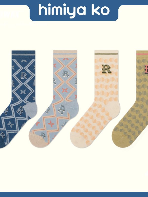 2025 socks women Autumn and Winter R series retro British-style combed cotton socks casual men's socks spot sock