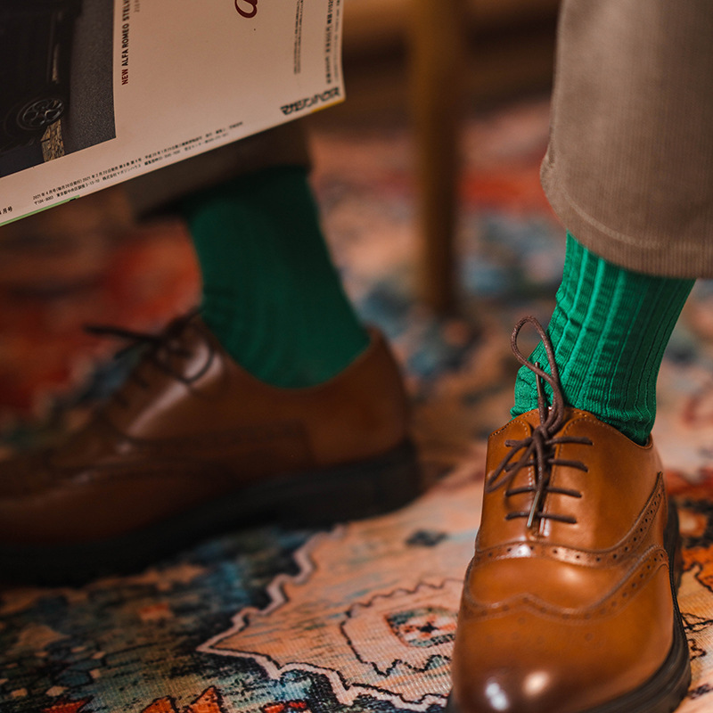 EChenon Men's Thin Cotton Socks: 60 Double Mercerized Casual Tube Socks - Image 3