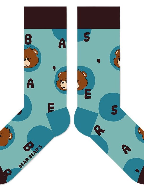 socks factory New Bear cartoon letter original personalized socks female cute illustration non-slip sweat-absorbing mid-calf length socks