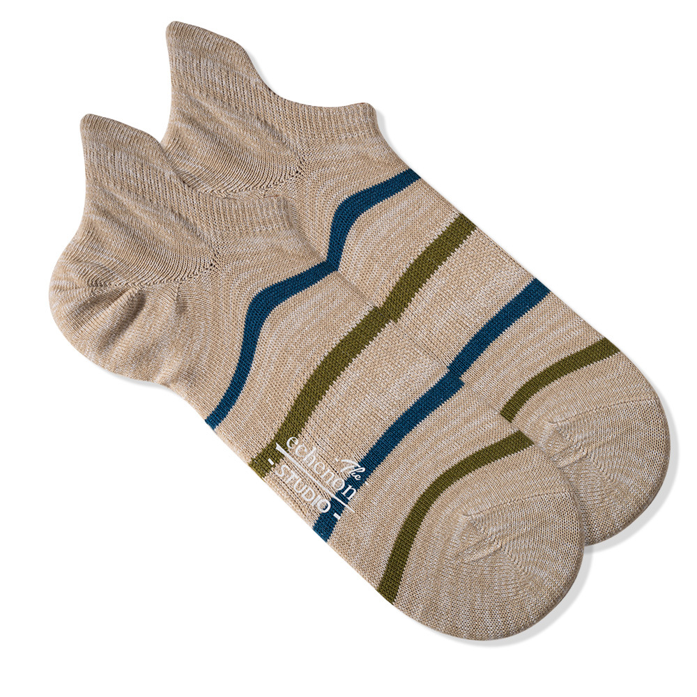 ECENON Men's Striped Ankle Socks: Japanese Style Summer Big Foot Heel - Image 6