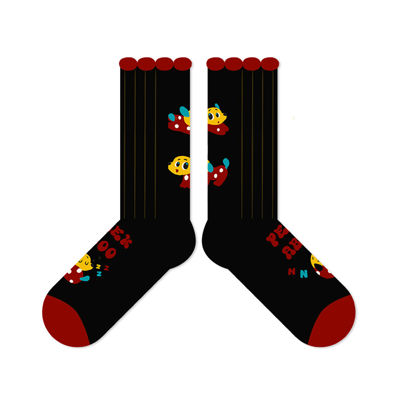 Red & White Polka Dot Dog Socks - Cute Couple's Mid-Tube Fashion - Image 8