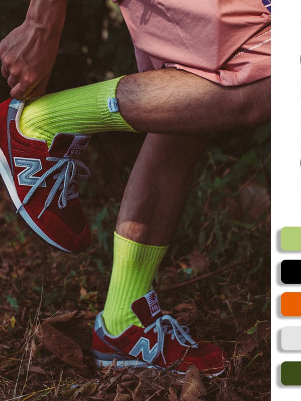 Autumn and winter socks men's Wenle fashion brand mid-calf socks six uncle orange fluorescent green solid color thick line sports socks men
