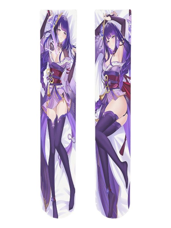 Printed Silk Stockings Thin Women's Spring and Autumn Japanese Style Lolita Cute Animation Over-the-Knee Long White Velvet Socks